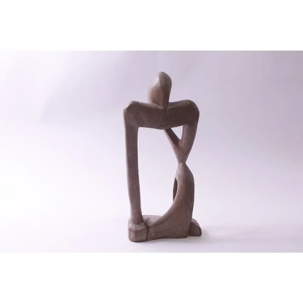 Wooden, Abstract, MCM, Figure, Thinking, Carved, Man, Medium, Figurine